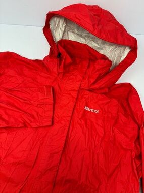 Marmot Jacket Women’s Size XL Red Hooded Lightweight Rain Jacket Outdoors F4